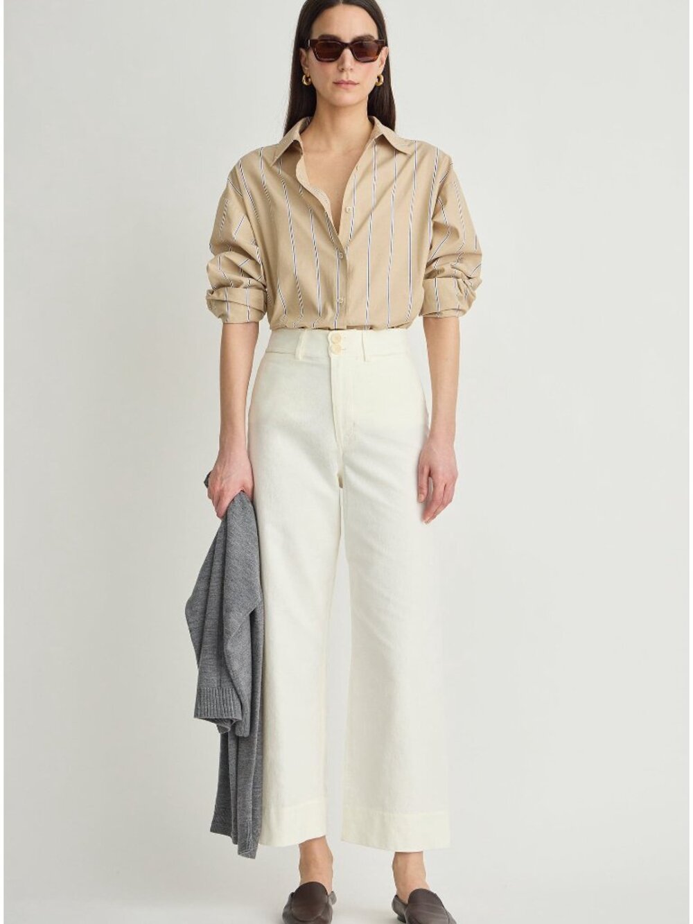 Apiece Apart Merida Cropped Wide Leg Pants Cream Size 8